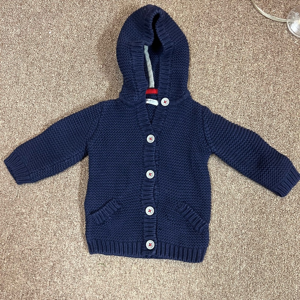 Baby Boden navy blue cotton cardigan size 3-6 months